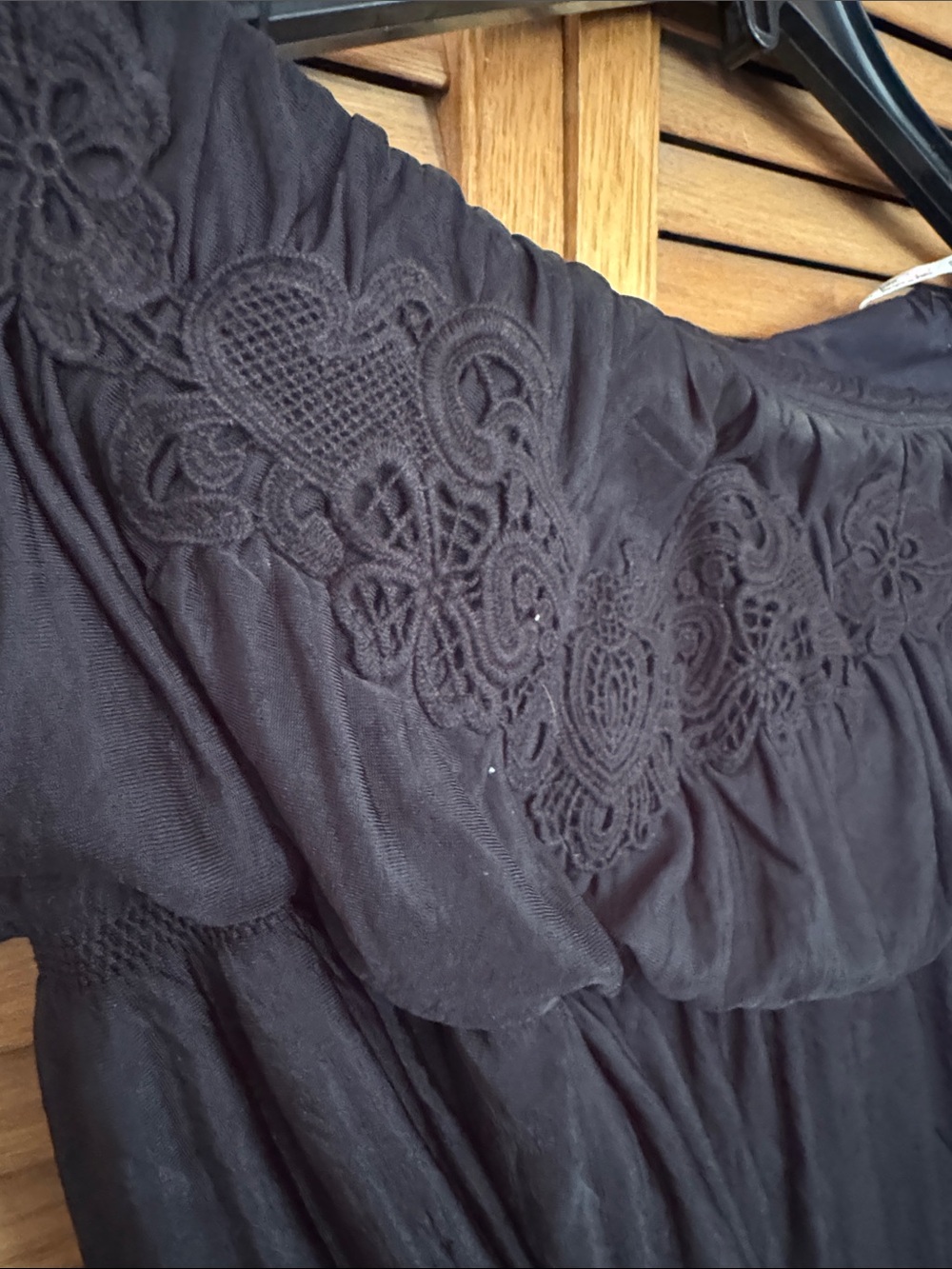 Free People Black Tiered Off-Shoulder Maxi Dress Classic Women's Evening Dress S - Picture 3 of 4